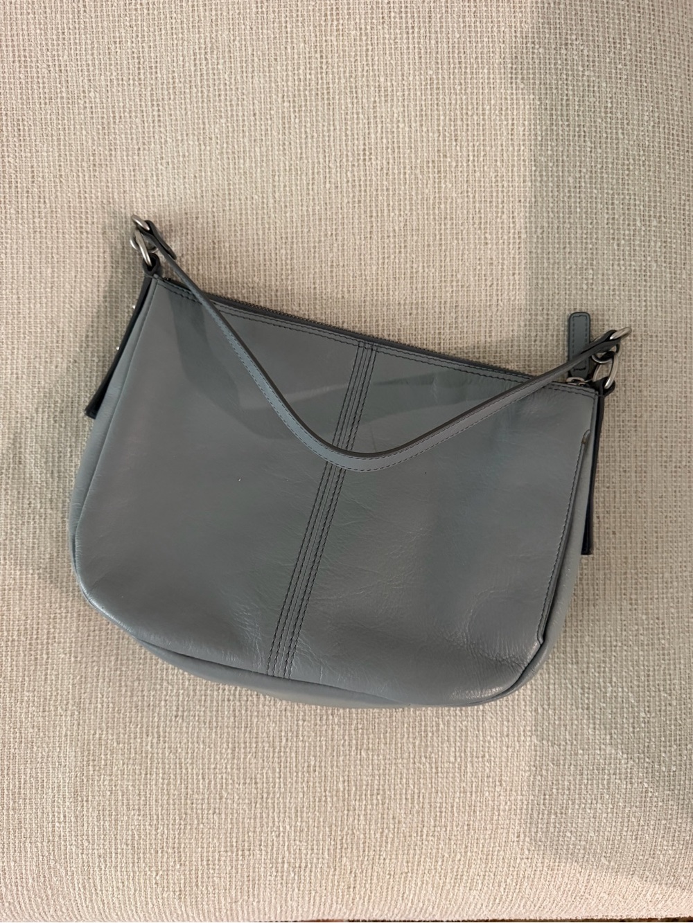 Leather Shoulder Bag in light blue - Modern Minimalist
